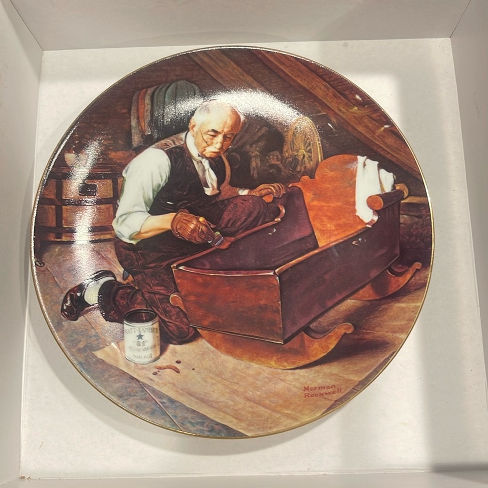 VTG 87's Norman Rockwell Grandpa's Gift Porcelain Collector's Plate 8"